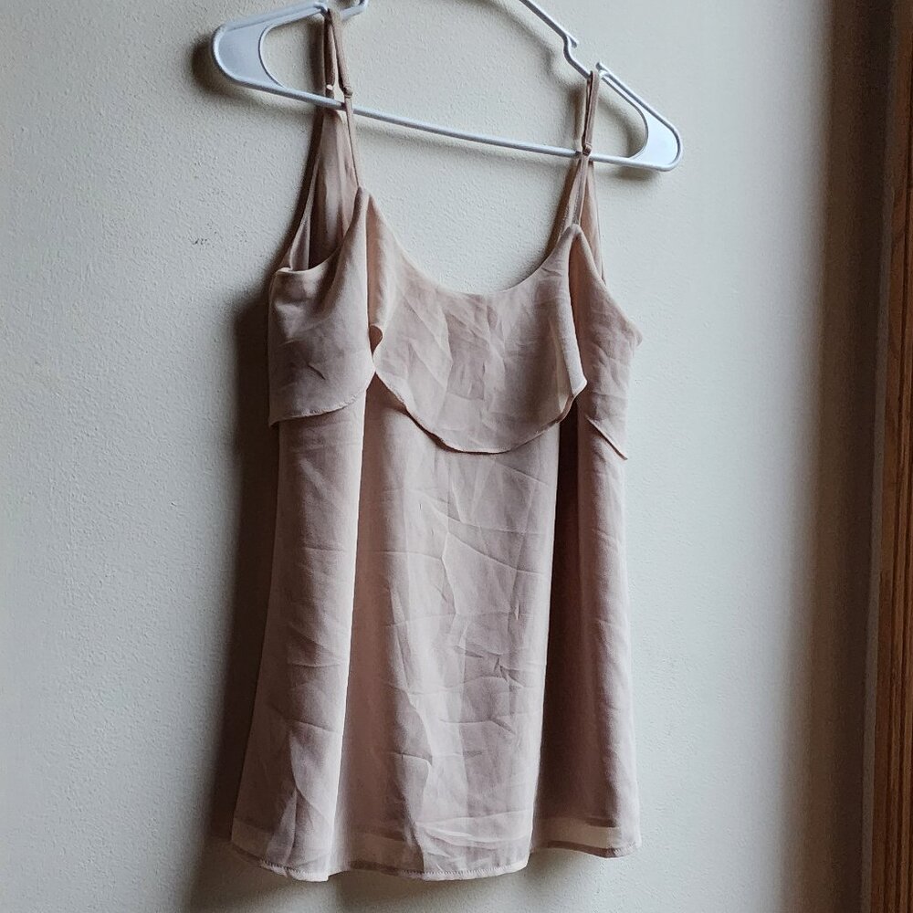 Naked Zebra Nude Ruffled Back Plunge Tank Top Size Small - Picture 3 of 16